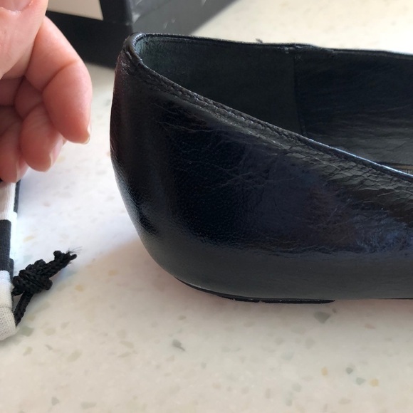 Vintage L.A.M.B. “Grisel” 7.5 Leather Peep Toe Ballet Flats Black White Shoe EUC - Picture 11 of 16